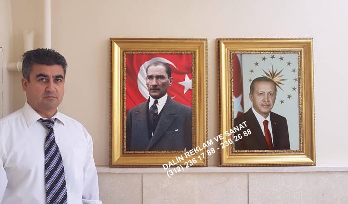 MAKAM ODASI RESMİ TABLOSU ATATÜRK VE CUMHURBAŞKANI RECEP TAYYİP ERDOĞAN ÇERÇEVE DL 9305