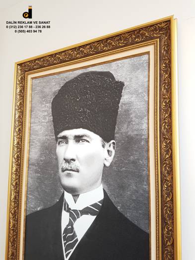 MAKAM ODASI ATAT�RK PORTRES� TABLOSU 7641 �ER�EVE S�YAH BEYAZ 4